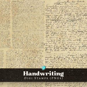 Sellos digitales de escritura a mano / digitales / superpuestos / desgastados / diario basura / álbum de recortes / efímeros / vintage / PNG / fuente / escritura / script