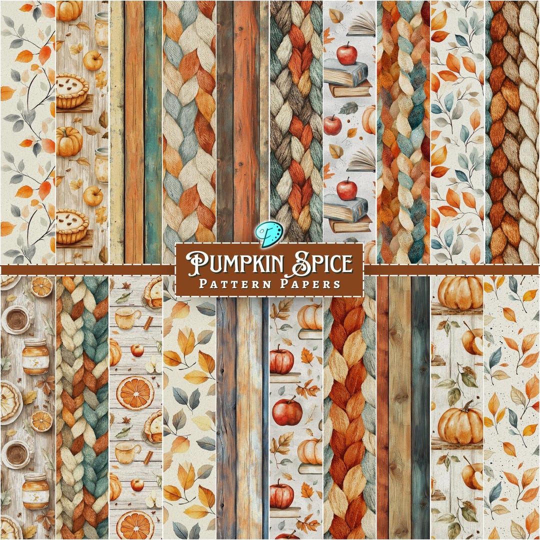 Pumpkin Spice Pattern Papers | Ephemera | Junk Journal | Scrapbook ...