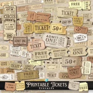 Afdrukbaar ticket kortstondig | Antiek | Junkjournaal | Plakboek | Kaarten maken | kaartjes | vintage | oud | circus | geef er een toe | toelating:
