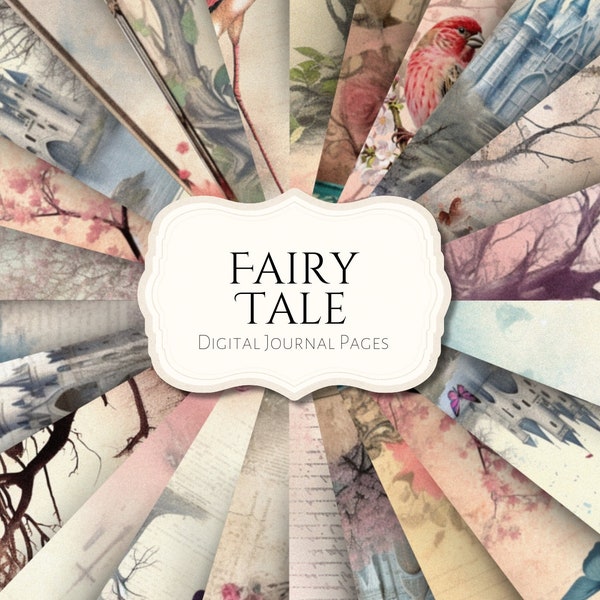 Fairy Tale Junk Journal Pages | ephemera | antique | vintage | scrapbook | digital paper | journal page | printable | Card Making | Castle