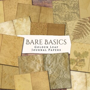 Papiers journal Golden Leaf de Bare Basics | Antiquités | Âgés | Journal indésirable | Album | Fabrication de cartes | Papier | Imprimable | Éphémères | Numérique
