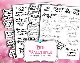 Cute Valentines Sentiments Printables | scrapbook | card making | vintage | ephemera | printable | Junk Journal | Cricut | Greetings cards