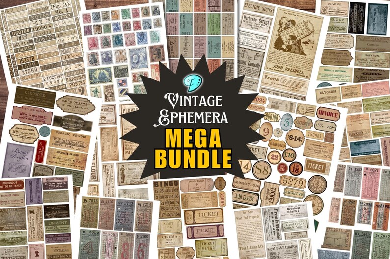 Vintage Ephemera **MEGA BUNDLE** 7 Packs in 1 | Antique | Aged ...