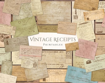 Vintage Recipts Printables | Ephemera | Antique | Aged | Old | Postage | Printable | Junk Journal | Scrapbook | Papercraft | Card Making