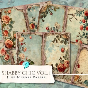 Shabby Chic Vol.1 Digital Printable Journal papers | ephemera | vintage | scrapbook | romance | floral | flower | rose | bloom | 11 x 8.5&quot;