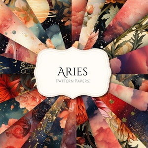 Widder Digitales Musterpapier | Ephemera | Jahrgang | Sammelalbum | Tagebuch | druckbare | Sternzeichen | Horoskop | Sternzeichen Astrologie himmlischer Widder