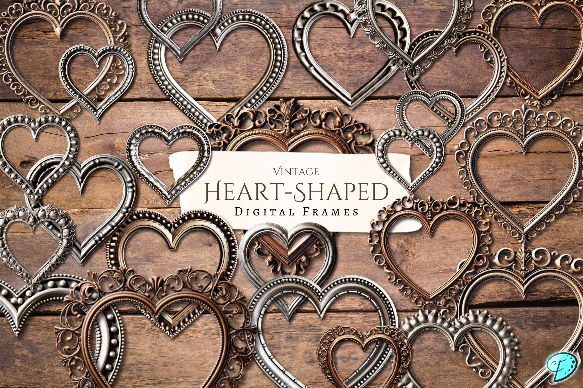 Heart Shaped Digital Frames | Vintage | Ephemera | Fussy Cut