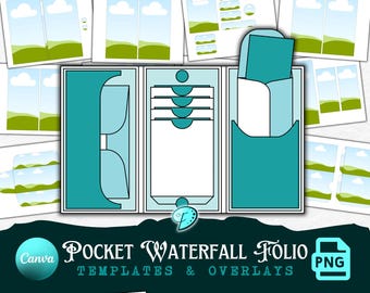 Pocket Waterfall Folio Template | junk journal | scrapbook | ephemera | Printable | ink saver | card making | CANVA frame | overlay