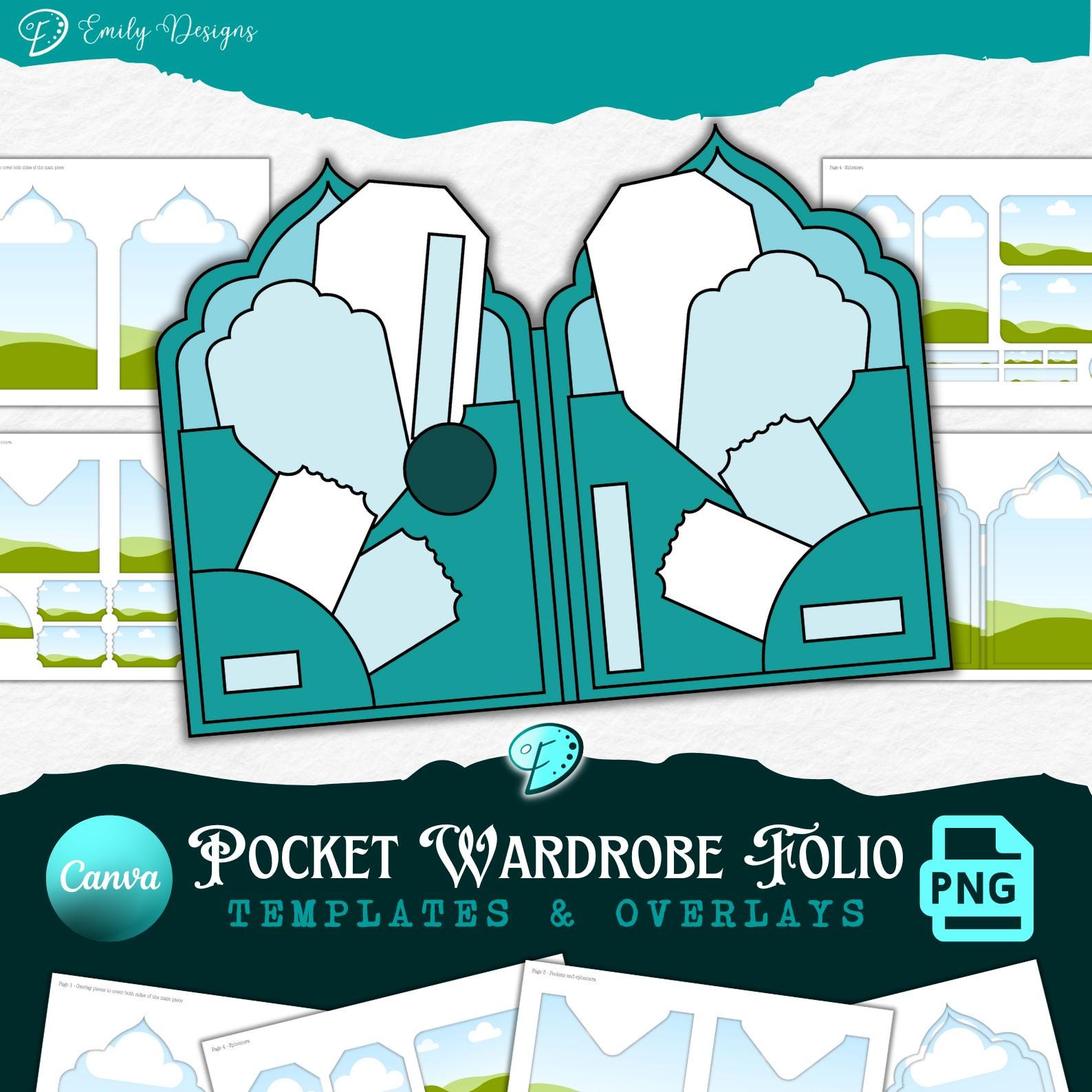 Pocket Wardrobe Folio Template | junk journal | scrapbook | ephemera | Printable | ink saver | card making | CANVA frame | overlay | Vintage