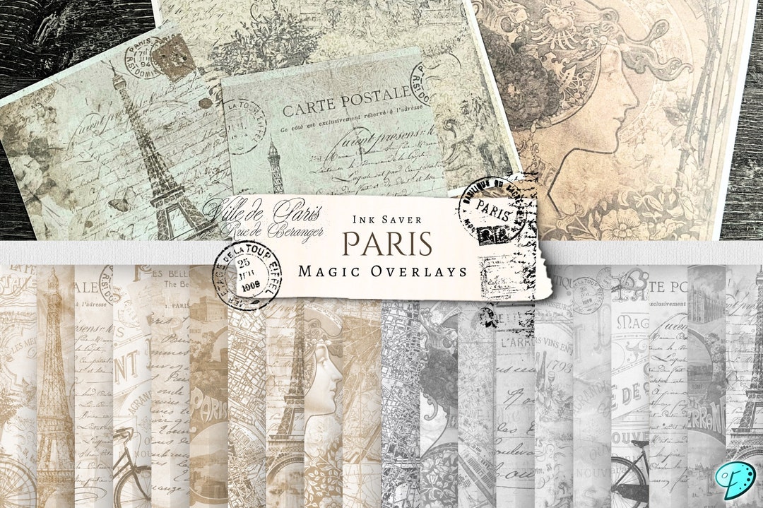 Paris Magic Overlays | Background | Stamp | Junk Journal | Scrapbook ...