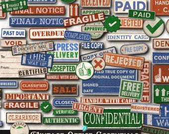 Vintage Office Essentials Printable Ephemera | Antique | Aged | Printable | Junk Journal | Scrapbook | Card Making | labels | number | post
