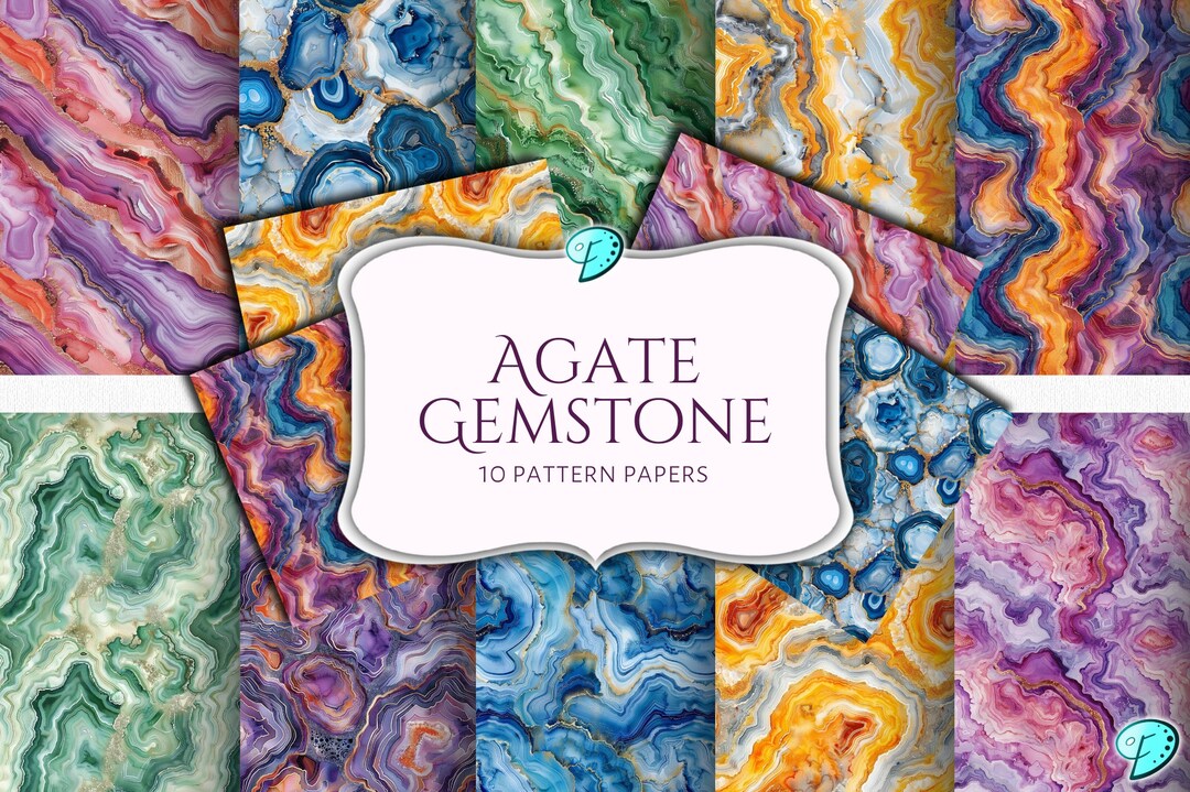 Agate Gemstone Digital Pattern Paper | Ephemera | Vintage | Scrapbook ...