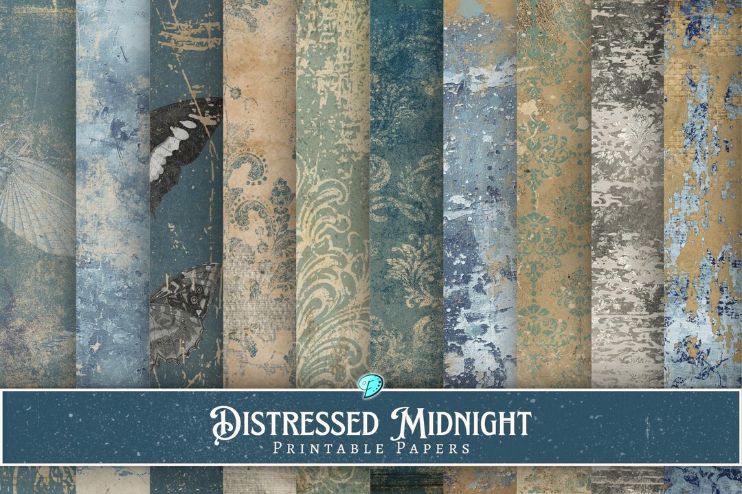 Printable Distress Pattern Distressed Midnight Digital Printable Journal Papers | Ephemera ...