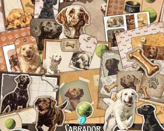 Labrador Junk Journal Kit | scrapbook | digital | vintage | nature | Printable | card making | ephemera | dog | dog lover | hound | canine