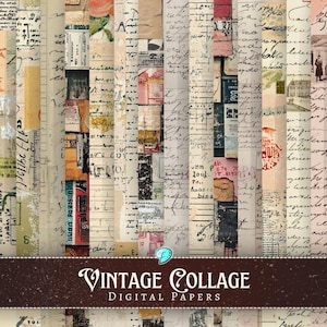 Vintage Collage Digital Printable Journal papers | ephemera | vintage | scrapbook | grunge | distress | receipt | 8.5 x 11" | masculine