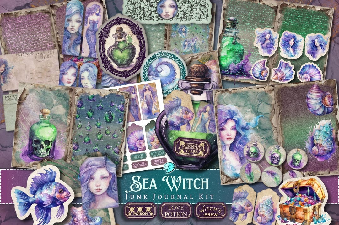 Sea Witch Junk Journal Kit | Vintage | Ephemera | Junk Journal | Siren ...