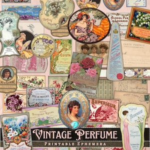 Vintage Perfume printable ephemera | digital | junk journal | scrapbook | aged | antique | victorian | beauty | fragrance | art nouveau
