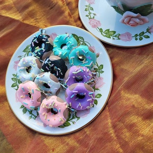 Kawaii Donut Hair Clips: Pastel Sprinkle Food Jewelry (PAIR)