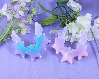 Serenity of the sea, mermaid inspired star and wing barrette hair clip