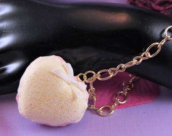 Heart Macaron bracelet- pastel, sweet, kawaii, Lolita fashion, fairy kei, decora, food jewelry, cake, pastry,