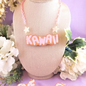 Made to order, Customizable Cookie Word Necklace Kawaii, pastel, fake food jewelry, lolita fashion, decora, fairy kei, pastel goth, name image 1