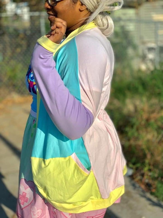 Pastel Colorblock Sweater Plus Size Fairy Kei Decora Kawaii Fashion Made to Order Customizable Cardigan Rainbow Sweater Multicolor Etsy UK