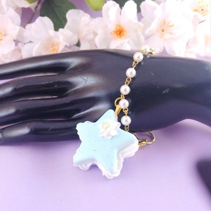 Star Macaron Bracelet- Sweet, Lolita fashion, kawaii food jewelry, pastel, fairy kei, decora, food jewelry, mint, blue, pink, purple, pink