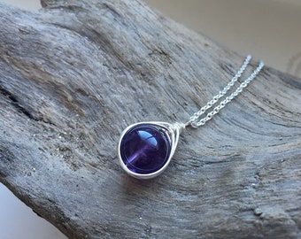 Amethyst Drop Necklace, Amethyst Necklace, amethyst pendant, delicate necklace, silver necklace, Gift for wife, wife gift, sister gift