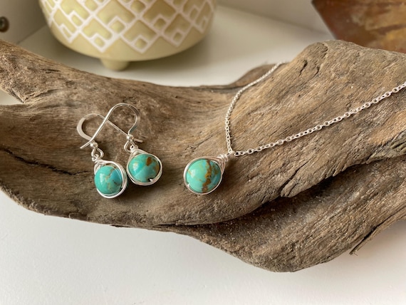 Turquoise Jewelry Set, jewelry set, sterling silver jewelry, turquoise necklace, turquoise jewelry, kingman turquoise, turquoise earrings