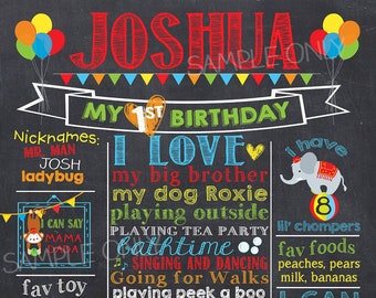 Circus Primer Cumpleaños Chalkboard Cartel - Carnaval Cumpleaños Chalk Board Sign - Imprimible Photo Prop