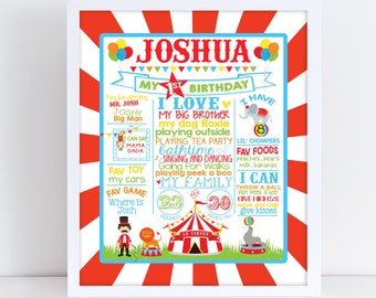 Cartel del primer cumpleaños del circo - carnaval cumpleaños tiza tabla signo - imprimible foto Prop