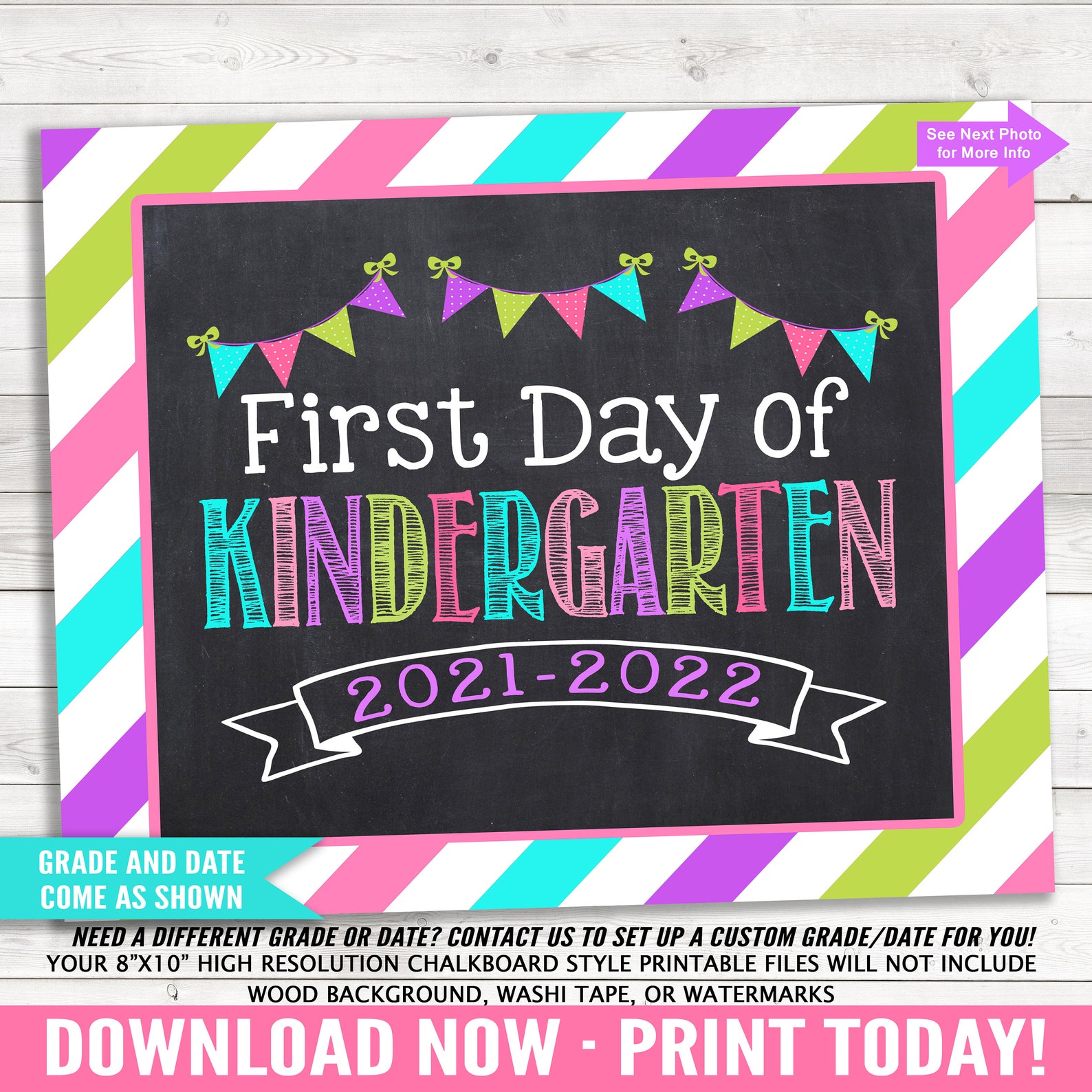 First Day Of Kindergarten 2021 2022 Kindergarten Photo Prop Etsy