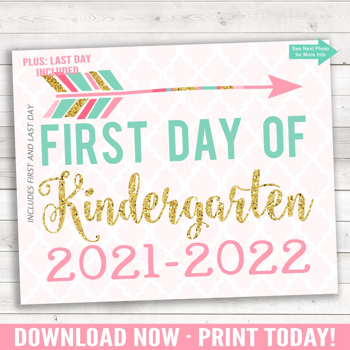 First And Last Day Of Kindergarten 2021 2022 Kinder Photo Etsy