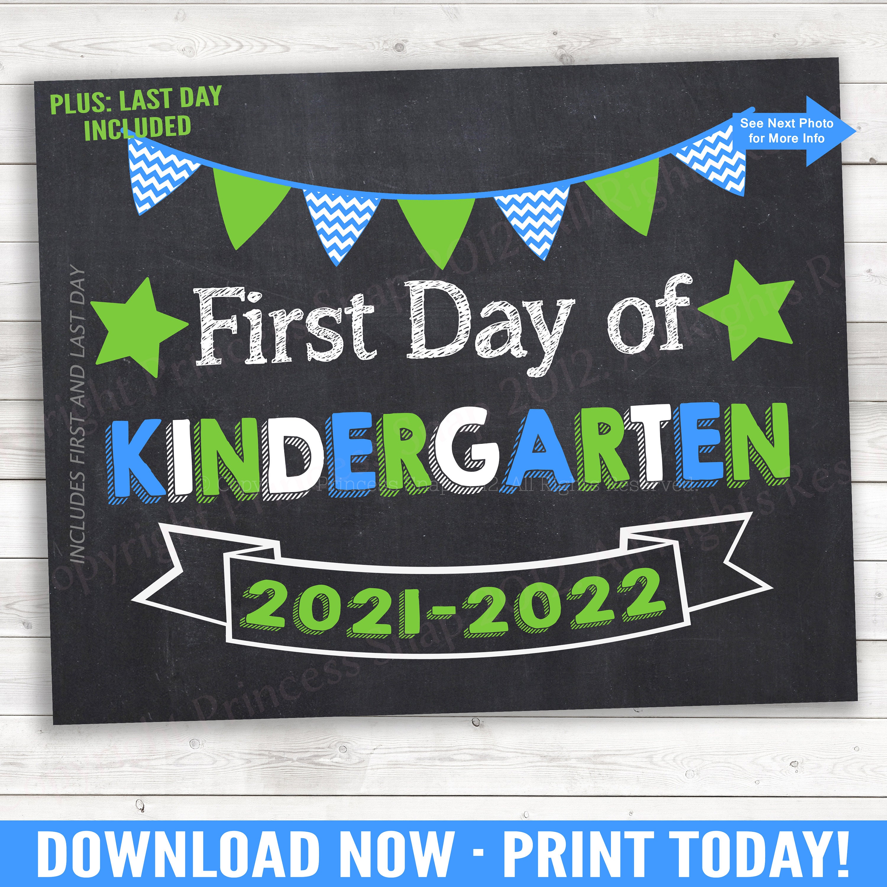 First And Last Day Of Kindergarten 2021 2022 Kinder Photo Etsy