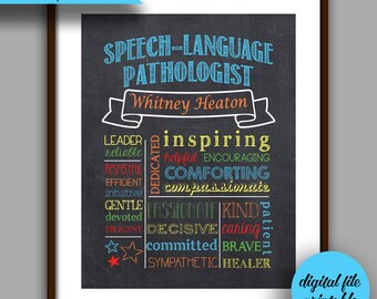 Speech-Language Pathologist Gift, Speech Therapist Chalkboard Style Printable, SLP Christmas, Speech Therapist Thank You, SLP Gift Printable