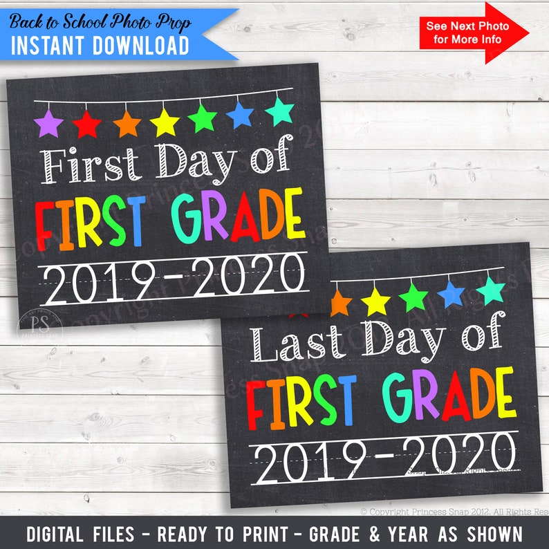 Very first and Ultimate Working day of Very first Quality, 2019-2020, 1st Quality Picture Prop, Rainbow Initial Working day Initially Quality, Faculty Get together, Printable Indication, 8\ image relating to First Day of 1st Grade Printable named Initially and Previous Working day of Initial Quality, 2019-2020, 1st Quality Picture Prop, Rainbow To start with Working day 1st Quality, College Occasion, Printable Signal, 8\