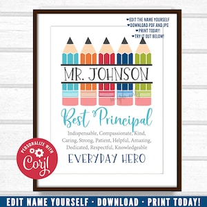 Principal Gift, Principal Printable, Customized Principal Gift, Unique Principal Gift, Personalized Digital File PT1W