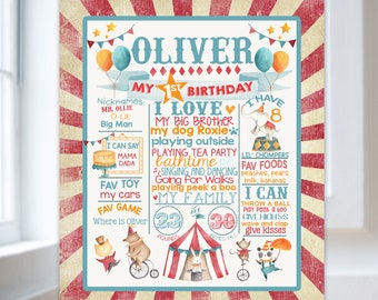 Vintage Circus First Birthday Poster - Carnival Birthday Sign - Circus Printable Photo Prop