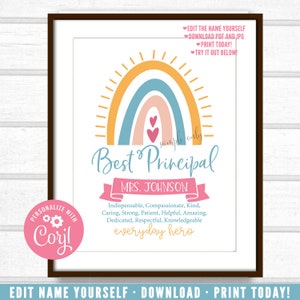 Principal Gift, Principal Rainbow Printable, Customized Principal Gift, Unique Principal Gift, Personalized Digital File PT1W og