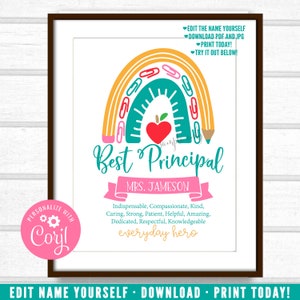 Principal Gift, Principal Rainbow Printable, Customized Principal Gift, Unique Principal Gift, Personalized Digital File PT1W og