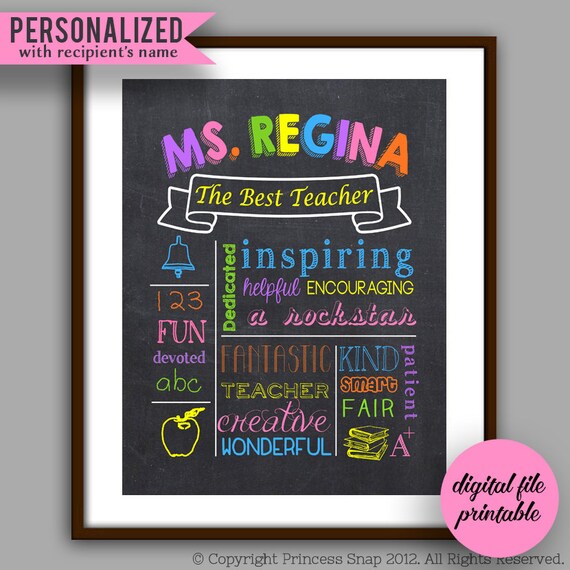 Teacher Gift Personalized Teacher Printable Teacher | Etsy