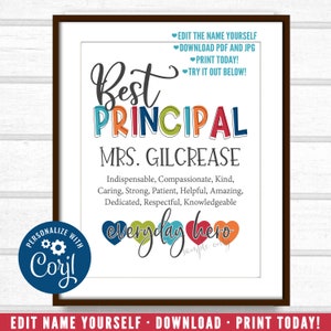 Principal Gift, Principal Quote Printable, Unique Principal Gift, Personalized Digital File og