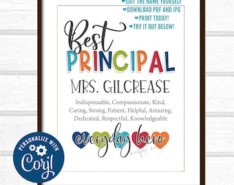 Principal Gift, Principal Quote Printable, Unique Principal Gift, Personalized Digital File og