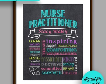 Nurse Practitioner Gift - NP Graduate Gift - ARNP Gift - Thank you Nurse - CHALKBOARD Style Printable NP1