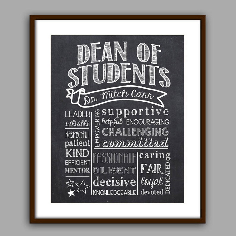Dean of Students Gift Dean Chalkboard Printable Dean Etsy