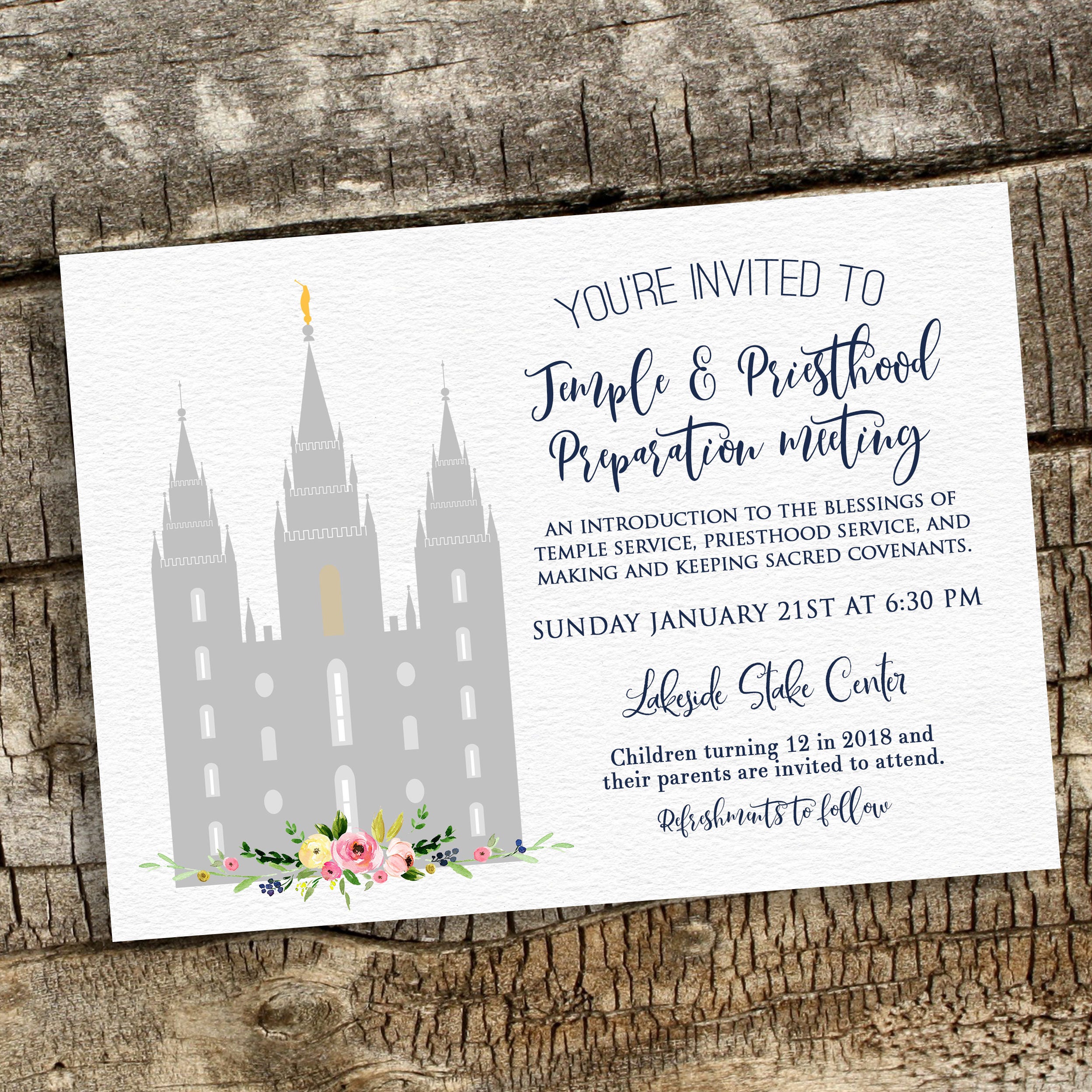 Temple and Priesthood Preparation Baptism Invitation | Etsy