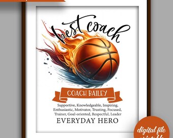 Basketball Coach Gift, Coach Quote Printable, Basketball Coach Christmas Gift, School Coach Thank You, Basketball Team Printable SL2