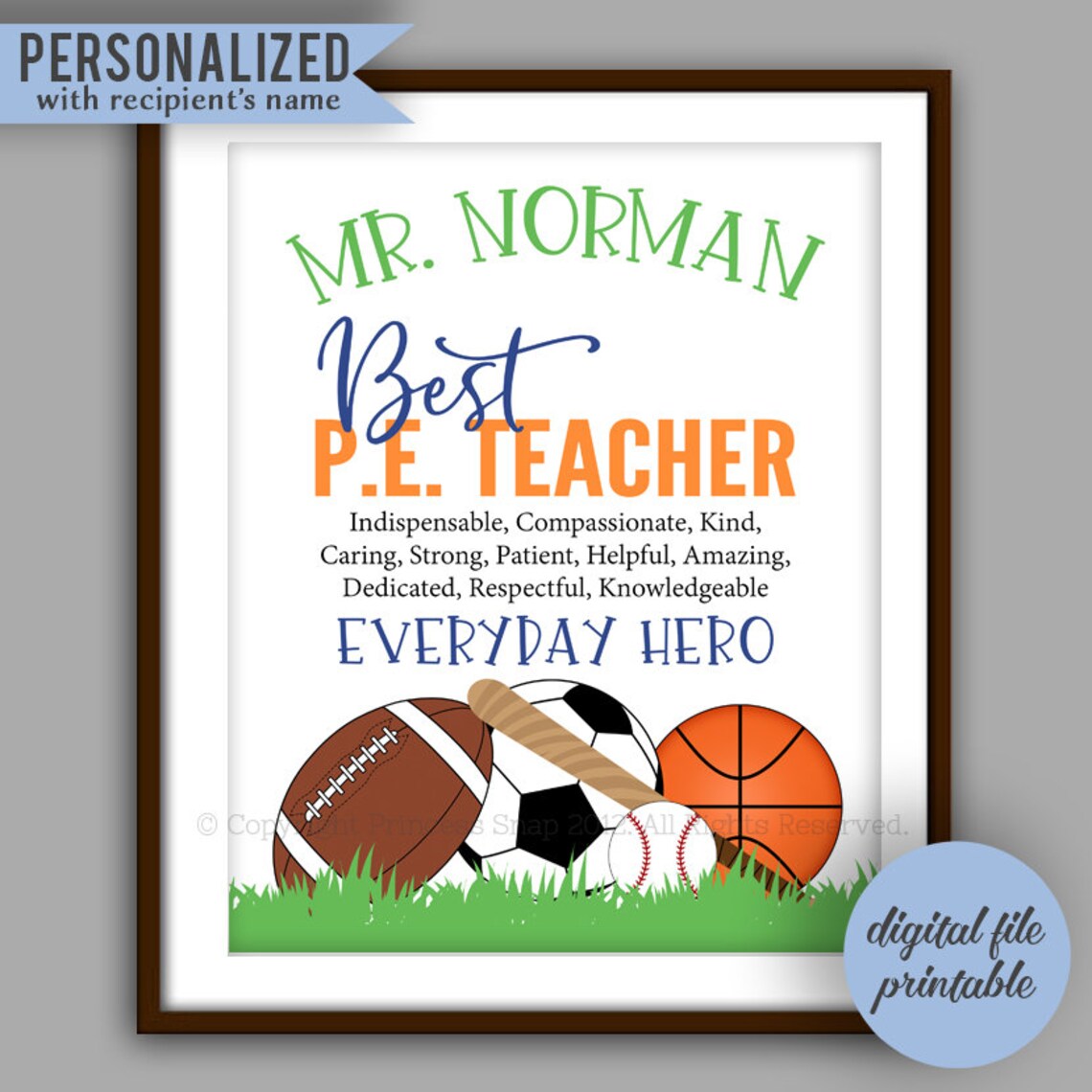 PE Teacher Gift Personalized Physical Education Teacher Gift Etsy