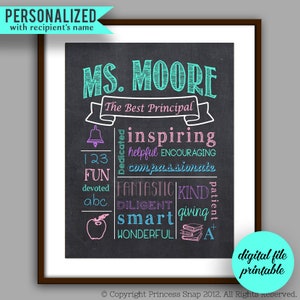 Principal Gift, Principal  Chalkboard Style Printable, Customized Principal Gift, Unique Principal Gift, Personalized Digital File PP2