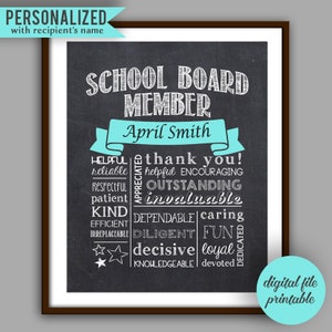 School Board Member Gift, Volunteer Gift, School Board Member Thank You Printable, Appreciation Gift, Digital File 8x10 SB1